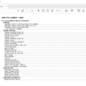 Deutz Fahr 6060 HTS Climber 14500 Parts Catalog Manual - PDF DOWNLOAD