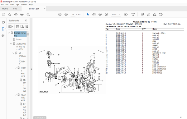 Deutz Fahr AGROFARM 410 TB -1001 Spare Parts Catalog Manual - PDF ...