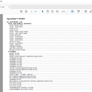 Deutz Fahr Agroclimber F 100 M-N Parts Catalog Manual - PDF DOWNLOAD