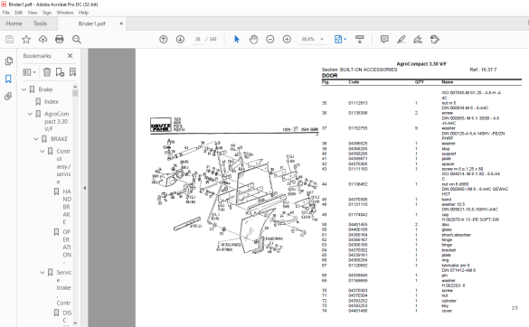 Deutz Fahr Agrocompact V F Parts Catalog Manual Pdf Download