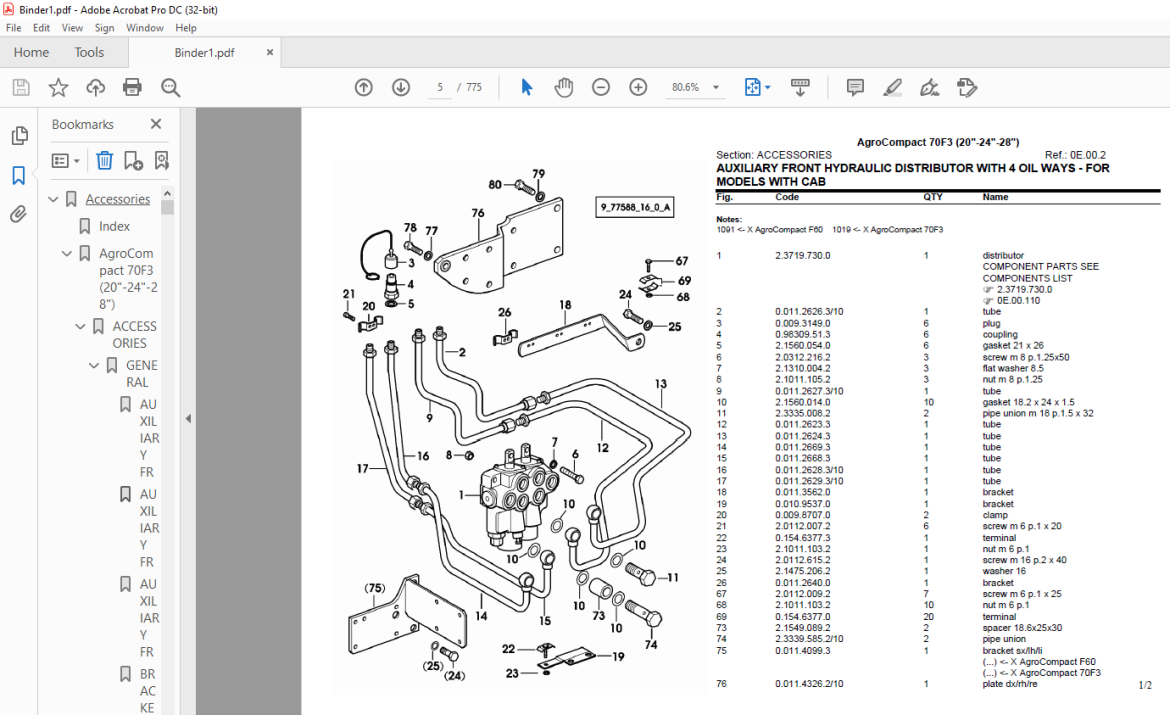 Deutz Fahr Agrocompact F Parts Catalog Manual