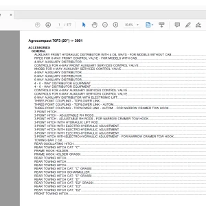 Deutz Fahr Agrocompact 70F3 (20") After 3001 Parts Catalog Manual - PDF DOWNLOAD