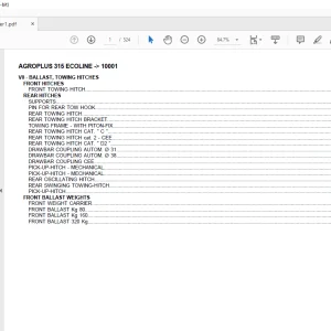 Deutz Fahr Agroplus 315 Ecoline After 10001 Parts Catalog Manual - PDF DOWNLOAD