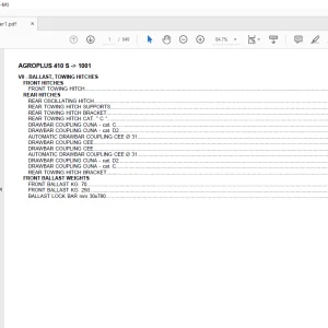 Deutz Fahr Agroplus 410 S After 1001 Parts Catalog Manual - PDF DOWNLOAD