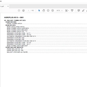 Deutz Fahr Agroplus 410 S After 5001 Parts Catalog Manual - PDF DOWNLOAD