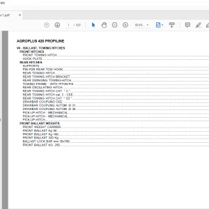 Deutz Fahr Agroplus 420 Profiline Parts Catalog Manual - PDF DOWNLOAD