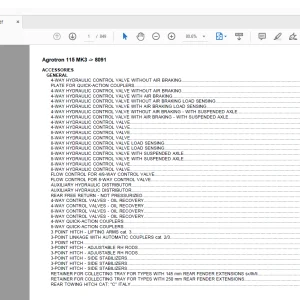 Deutz Fahr Agrotron 115 MK3 After 8091 Parts Catalog Manual  - PDF DOWNLOAD