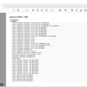 Deutz Fahr Agrotron 120 MK3 After 8092 Parts Catalog Manual  - PDF DOWNLOAD