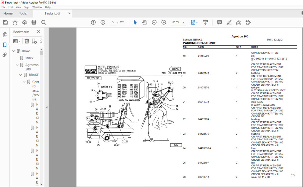 Deutz Fahr Agrotron 200 Parts Catalog Manual - Pdf Download 