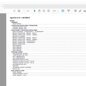 Deutz Fahr Agrotron 6.15 After 8015 8016 Parts Catalog Manual  - PDF DOWNLOAD