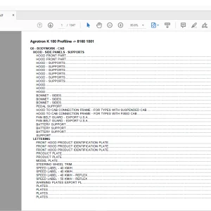 Deutz Fahr Agrotron K 100 Profiline after 8160 1001 Parts Catalog Manual - PDF DOWNLOAD