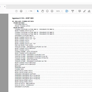 Deutz Fahr Agrotron K 110 after 8157 1001 Parts Catalog Manual  - PDF DOWNLOAD