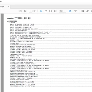 Deutz Fahr Agrotron TTV 1145 After 8061 2001 Parts Manual - PDF DOWNLOAD