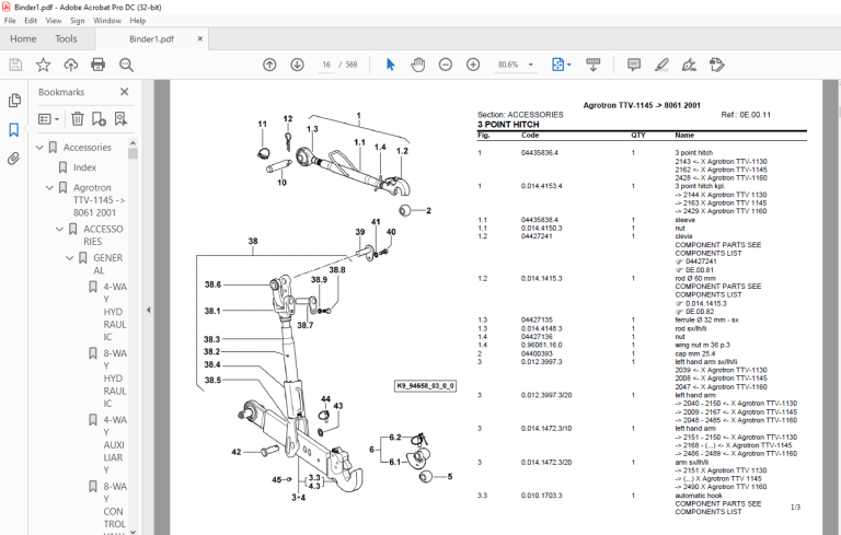 Deutz Fahr Agrotron TTV 1145 After 8061 2001 Parts Manual - PDF ...