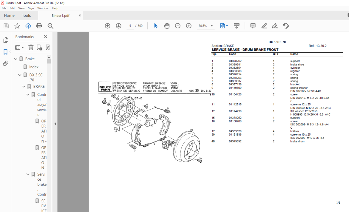 Deutz Fahr DX 3 SC.70 Parts Catalog Manual - PDF DOWNLOAD ...