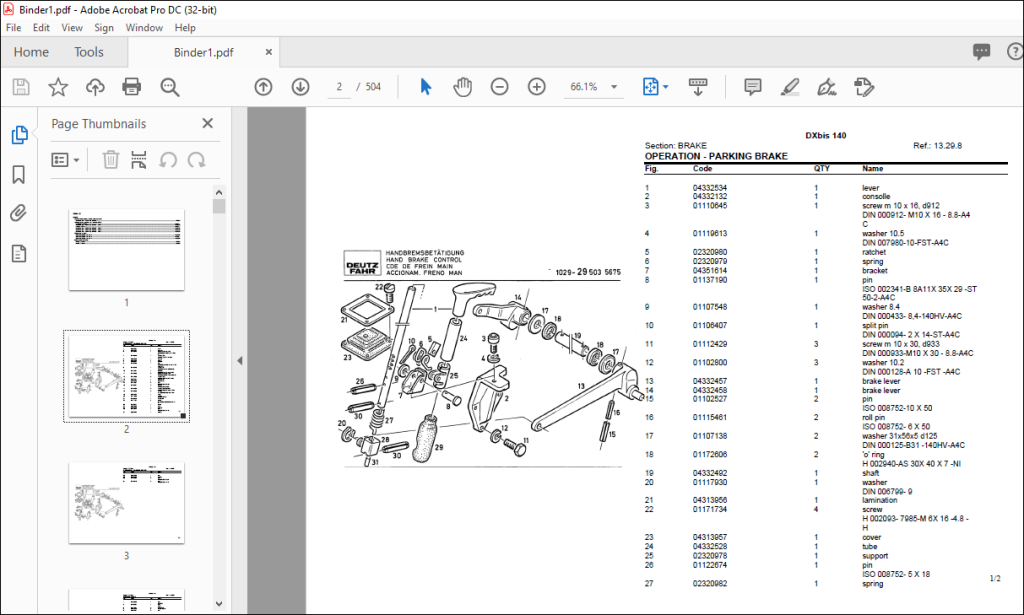 Deutz Fahr Dxbis 140 Parts Catalog Manual - Pdf Download - Heydownloads 