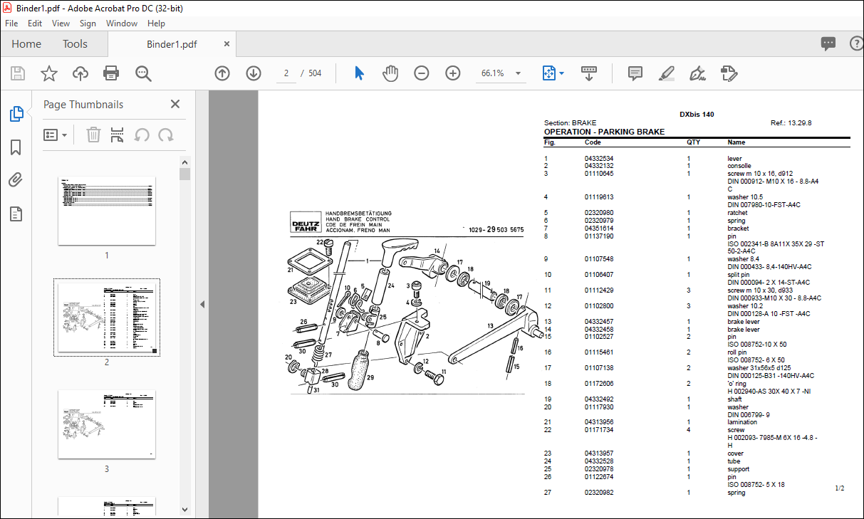 Deutz Fahr DXbis 140 Parts Catalog Manual - PDF DOWNLOAD - HeyDownloads ...