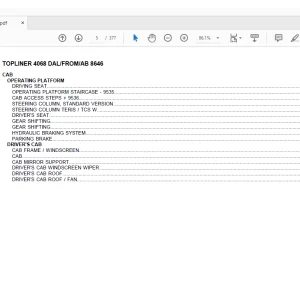Deutz Fahr TOPLINER 4068 DAL FROM AB 8646 Parts Catalog Manual - PDF DOWNLOAD