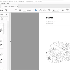 Eaton 350 Series Pumps, RT Series Parts & Repair Manual 50940040 - PDF DOWNLOAD