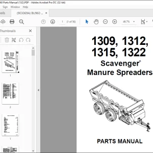 Gehl 1309, 1312, 1315, 1322  Scavenger Manure Spreaders Parts Manual(907503)  - PDF DOWNLOAD