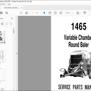 Gehl 1465 Variable Chamber Round Baler Service Parts Manual(904113) - PDF DOWNLOAD