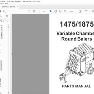 Gehl 1475 1875 Variable Chamber Round Baler Parts Manual 908173 - PDF DOWNLOAD