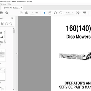 Gehl 160 (140) Disc Mower Operators And Service Parts Manual(904518) - PDF DOWNLOAD