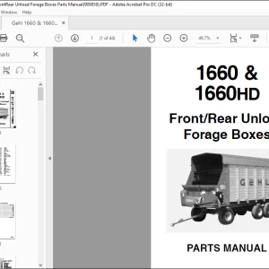 Gehl 1660 & 1660HD Front/Rear Unload Forage Boxes Parts Manual(909859) - PDF DOWNLOAD