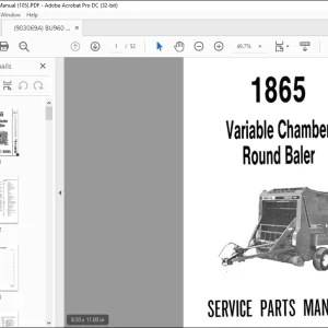 Gehl 1865 Variable Chamber Rounder Baler Service Parts Manual(904114) - PDF DOWNLOAD