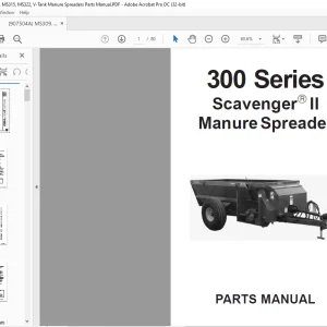 Gehl 300 Series Scavenger II Manure Spreader Parts Manual 907504 - PDF DOWNLOAD