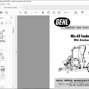 Gehl 50 MX Mix-All Feed maker With Attachments Service And Parts Manual - PDF DOWNLOAD