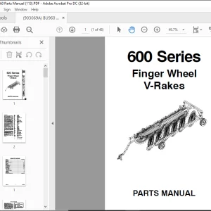 Gehl 600 Series Finger Wheel V-Rakes Parts Manual(909922C)  - PDF DOWNLOAD