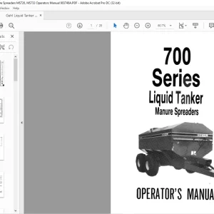 Gehl 700 Series MS726 MS733 Liquid Tanker Manure Spreaders Operator's Manual 903748A - PDF DOWNLOAD