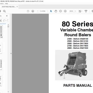 Gehl 80 Series Variable Chamber Round Balers 2480 2580 2680 2780 2880 Parts Manual 909796 - PDF DOWNLOAD