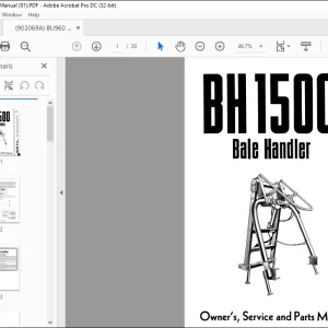 Gehl BH1500 Bale Handler Owners Service and Parts Manual(901977) -  PDF DOWNLOAD