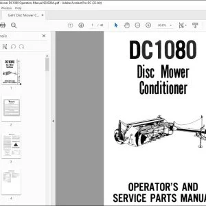 Gehl Disc Mower Conditioner DC1080 Operators Manual 903020A - PDF DOWNLOAD