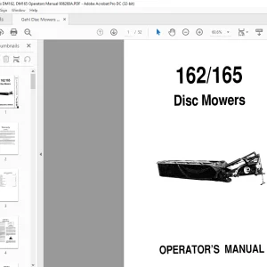 Gehl Disc Mowers DM162 DM165 Operators Manual 906260A - PDF DOWNLOAD