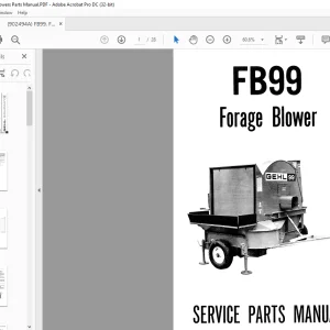 Gehl FB99 Forage Blower Service Parts Manual 902494 - PDF DOWNLOAD
