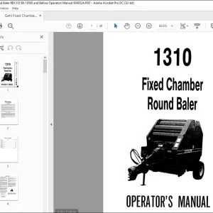 Gehl Fixed Chamber Round Baler RB1310 SN 18500 and Before Operators Manual 904052A - PDF DOWNLOAD