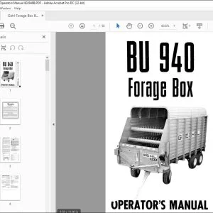 Gehl Forage Box BU940 Operators Manual 902848B - PDF DOWNLOAD