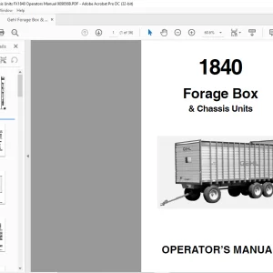 Gehl Forage Box & Chassis Units FX1840 Operators Manual 909856B - PDF DOWNLOAD