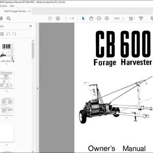 Gehl Forage Harvester CB600 Owners Manual 901558A - PDF DOWNLOAD