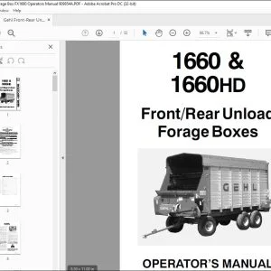 Gehl Front-Rear Unload Forage Box 1660 &1660HD Operators Manual 909854A - PDF DOWNLOAD
