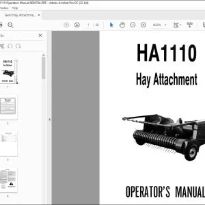 Gehl Hay Attachment HA1110 Operators Manual 903674A - PDF DOWNLOAD