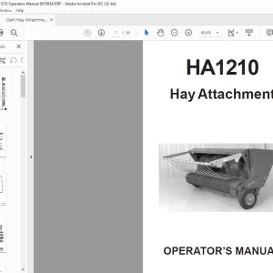 Gehl Hay Attachment HA1210 Operators Manual 907083A - PDF DOWNLOAD