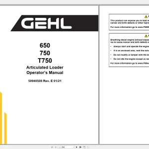 Gehl Heavy Equipment Articulated Loader Updated 2022 PDF Operators Manual - PDF DOWNLOAD