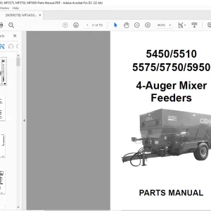 Gehl MF5450 5510 5575 5750 5950 4-Auger Mixer Feeders Parts Manual(909907B)  - PDF DOWNLOAD
