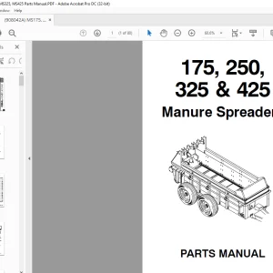 Gehl Manure Spreaders 175, 250, 325 & 425 Parts Manual(908042) -  PDF DOWNLOAD