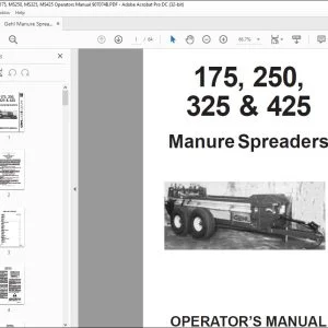 Gehl Manure Spreaders MS175, MS250, MS325, MS425 Operators Manual 907074B - PDF DOWNLOAD