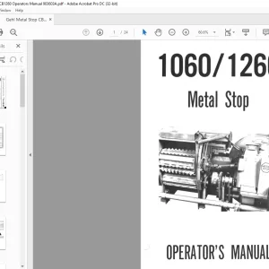 Gehl Metal Stop CB1060, CB1260 Operators Manual 903603  - PDF DOWNLOAD